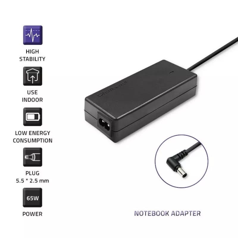 Napájací zdroj pre notebook Qoltec Toshiba 65W 3,42A 19V 5,5x2,5 50073.65W