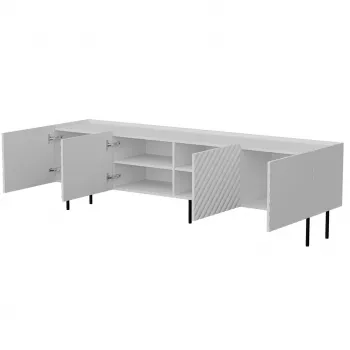 TV skrinka cama meble LUCCA 4D, 2000×400×590 mm, biela, doska z drevotriesky
