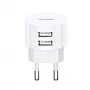 USAMS US-CC080 T20 dual-USB otočná nabíjačka, 10,5 W, biela