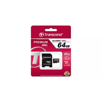 Flash pamäť Transcend 64GB MicroSDXC Class 10 adaptér