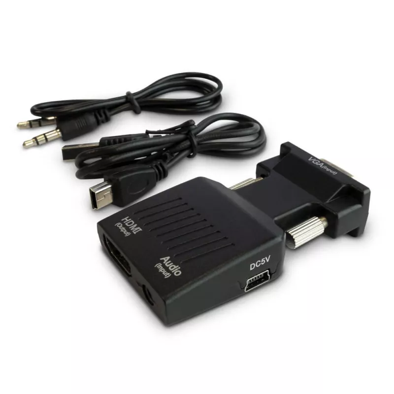 SAVIO CL-145 konvertor VGA na HDMI, audio, Full HD, čierna