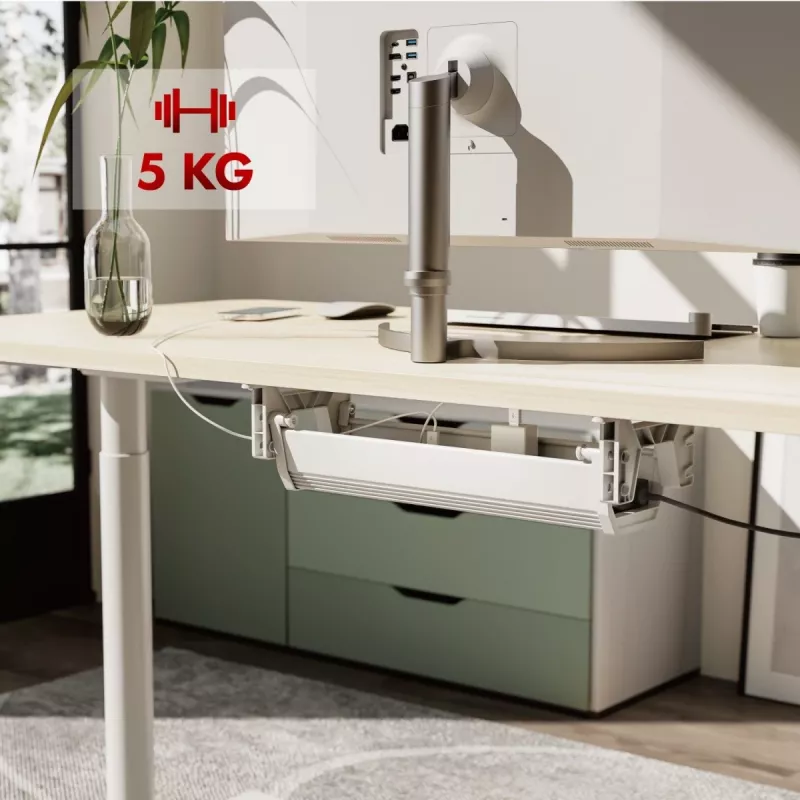Maclean organizér káblov/zásuviek pod stôl, max. zaťaženie 5 kg, biely, MC-106 W