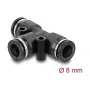 DeLOCK 60749 pneumatický T konektor 8 mm s dvoma montážnymi otvormi