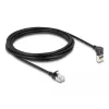 Sieťový kábel DeLOCK RJ45 Cat.6A S/FTP tenký 90° 3 m čierny