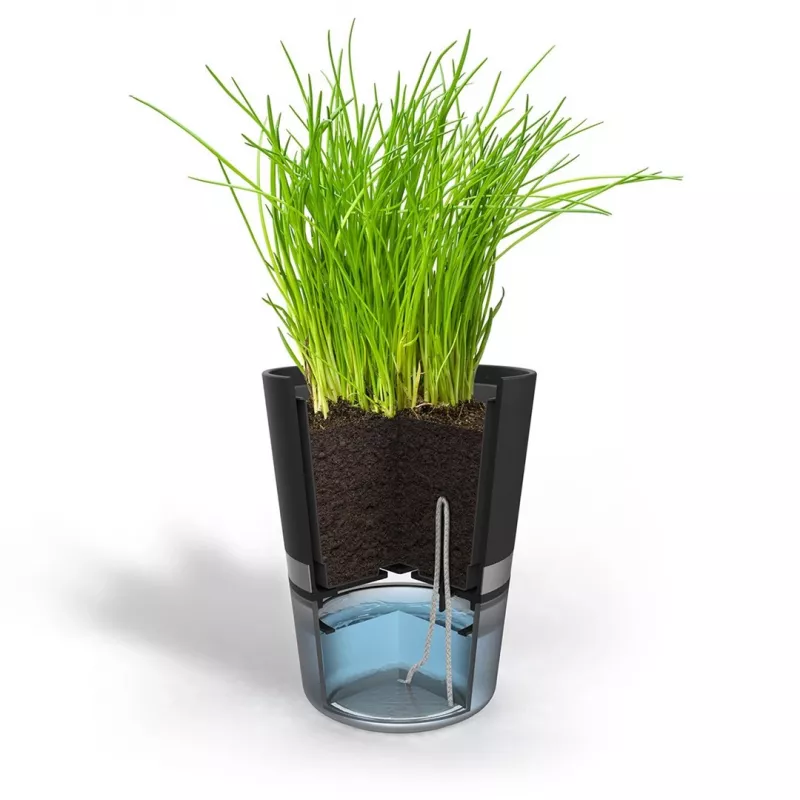 GEFU BOTANICO kvetináč na bylinky samostatne stojaci plast, nerez čierna