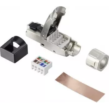 Renkforce RJ45 konektor samec CAT 8.1 8P8C konektor samec poľná montáž (bez nástroja) strieborný RF-4495306 1 kus (RF-4495306)
