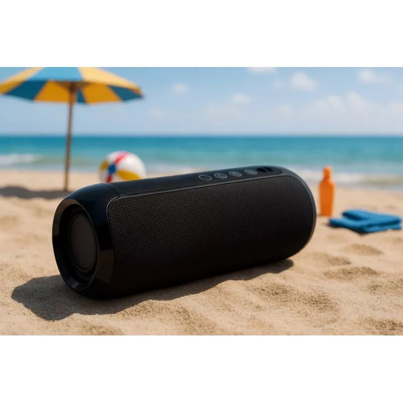 Prenosný Bluetooth stereo reproduktor SQUEAK SQ1008 — 14W RMS, Bluetooth 5.3, 1200 mAh, IPX4, FM, LED, AUX, USB