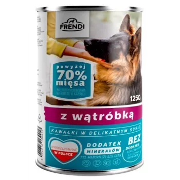 Mokré krmivo pre psy Frendi – pečeňové kúsky v jemnej omáčke, 1,25 kg vrecko