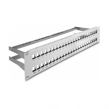 DeLOCK 19 inch Keystone patchpanel 48 portov so zaisťovačmi káblov 2U sivé