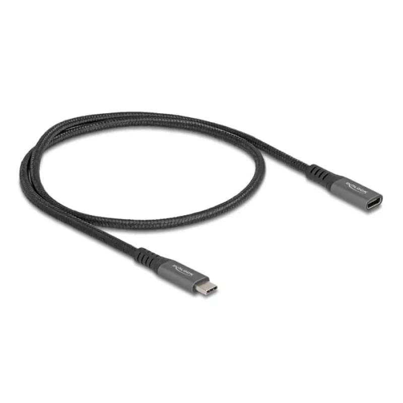 DeLOCK USB predlžovací kábel USB Type-C konektor samec na konektor samica 10 Gbit/s 0,5 m sivý kov