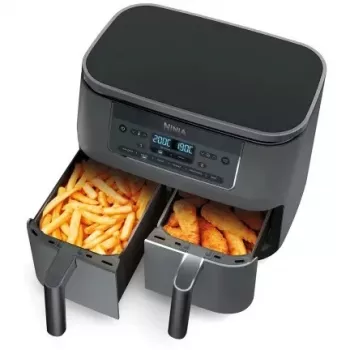 SharkNinja Ninja DZ300EU, teplovzdušná fritéza, 7,6 l, 3,2 kg, 240 °C, dvojitá komora, sivá
