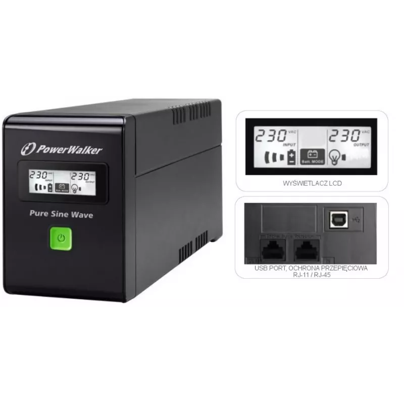 PowerWalker VI 600 SW FR UPS 600 VA 2 AC výstupy Line-Interactive (VI 600 SW FR)