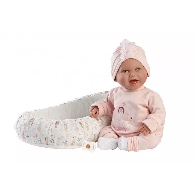 Bábika Llorens Mimi Baby 42 cm — realistická tvár, smeje sa, mäkké telo