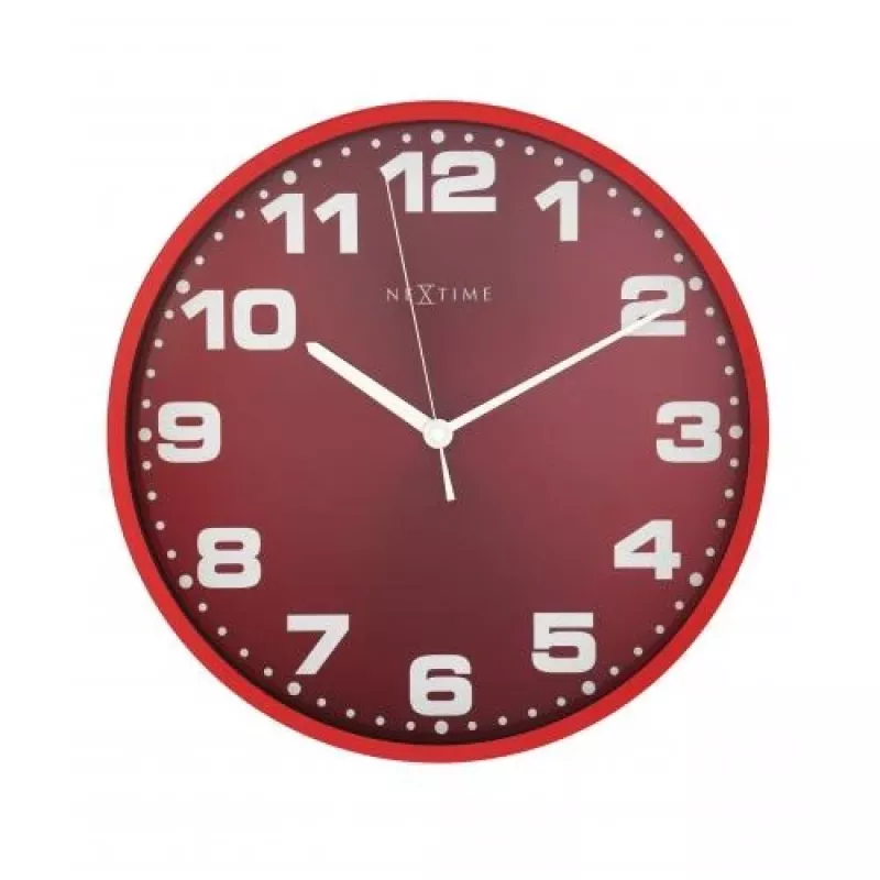 NeXtime hodiny 3053ro Dash Red, Ø35 cm, nástenné, červená/strieborná