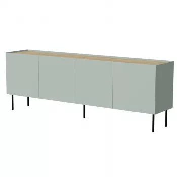 Komoda cama meble FELLINI 2000×400×700 mm, olivová s olejovaným dubovým vrchom, MDF rám