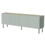 Komoda cama meble FELLINI 2000×400×700 mm, olivová s olejovaným dubovým vrchom, MDF rám