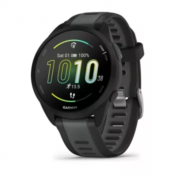 Garmin Forerunner 165 Music - čierna - športové hodinky s remienkom - silikón - bridlicová sivá - obvod zápästia: 126–203 mm - displej 3 cm (1.2) (010-02863-30)