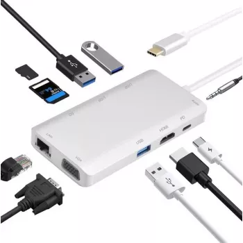 Dokovacia stanica helos 304265 USB 3.1 Type-C s HDMI, VGA, USB a LAN