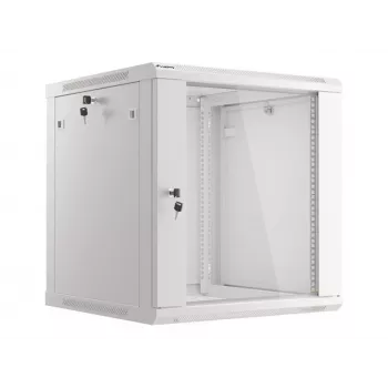 Lanberg nástenný inštalačný rozvádzač 19'' 12U 600x600mm sivý (sklenené dvere)