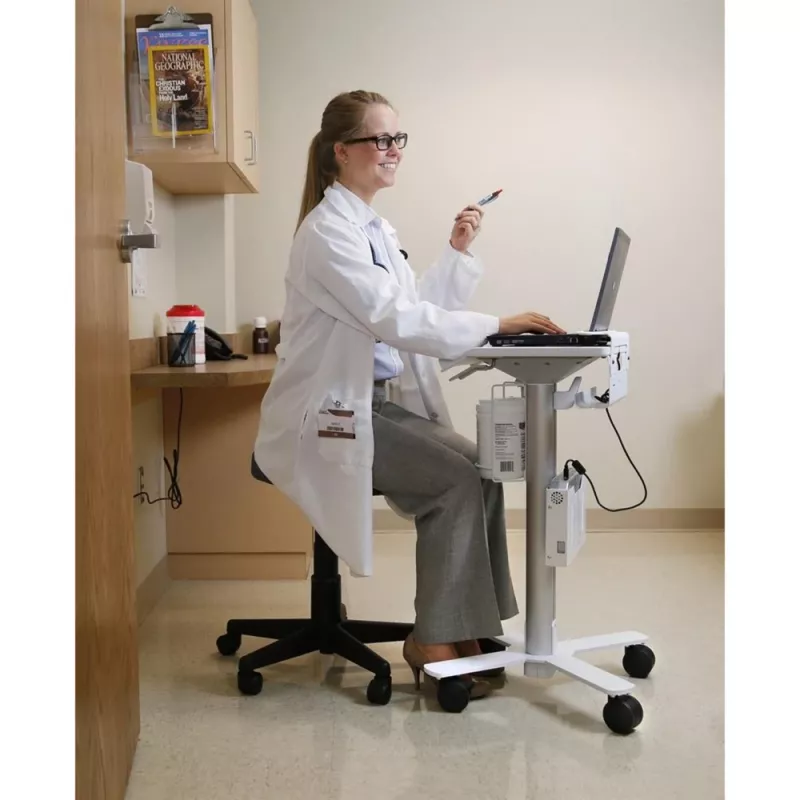 Ergotron StyleView vozík na notebook, SV10 – vozík na notebook – medicínsky – kov – biely, hliník – veľkosť obrazovky: do 43,2 cm (do 43,20 cm (17)) (SV10-1100-0)