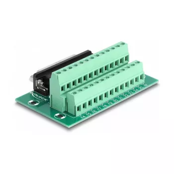 DeLOCK D-Sub 25-pinová samica na svorkovnicu pre lištu DIN 51 mm x 86 mm x 30 mm