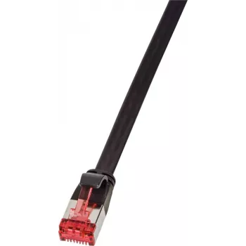 Logilink SlimLine - patch kábel - RJ-45 (M) na RJ-45 (M) - 10 m - U/FTP, PiMF - CAT 6a - plochý, bez západky, zaliate - čierny (CF2093S)