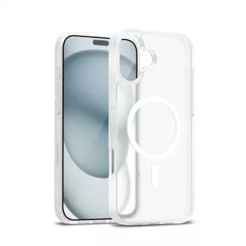 Crong Hybrid Matte Magnetic MagSafe puzdro pre iPhone 17 – priesvitná biela, PC+TPU