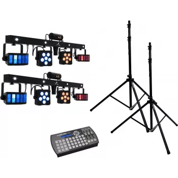 Sada LED laser bar EUROLITE 2x KLS PRO s Easy Show a 2x stojan M-4