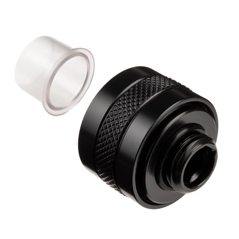 Fitting Alphacool 17473 — mosadz 23 mm výška, 26 mm priemer, čierna