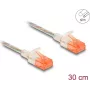 Sieťový kábel DeLOCK RJ45 Cat.6A U/UTP tenký 0,3 m transparentný