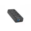 Natec Mantis 2 NHU-1557 4-portový rozbočovač USB 3.0, vstup USB Type-B, vypínače zapnúť/vypnúť, sieťový adaptér, čierny
