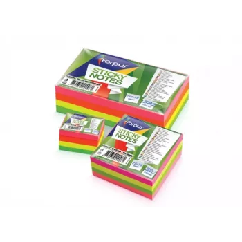 Samolepiace lístočky Forpus, neónové, 75x75 mm, mix, kocka (1x320) 0717-112