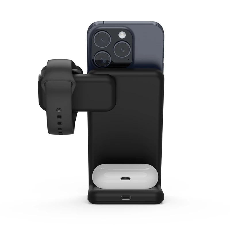 Indoor nabíjačka Crong CRG-MSPS-BLK smartwatch čierna Lightning USB bezdrôtová