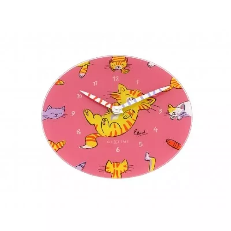 NeXtime hodiny 8810 Tickle My Tummy, Ø30 cm, nástenné, ružové/viacfarebné