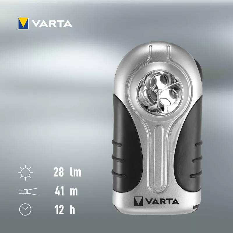 Ručná lampa Varta 16647 čierna strieborná