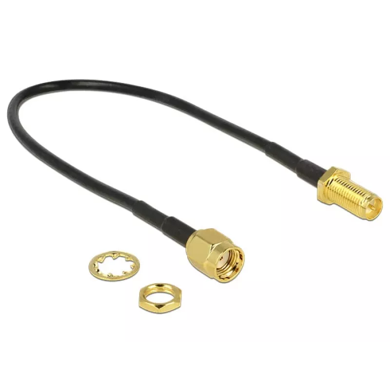 DeLOCK 88876 anténny kábel RP-SMA (M) na RP-SMA (F), RG-174, 0,2 m, čierny
