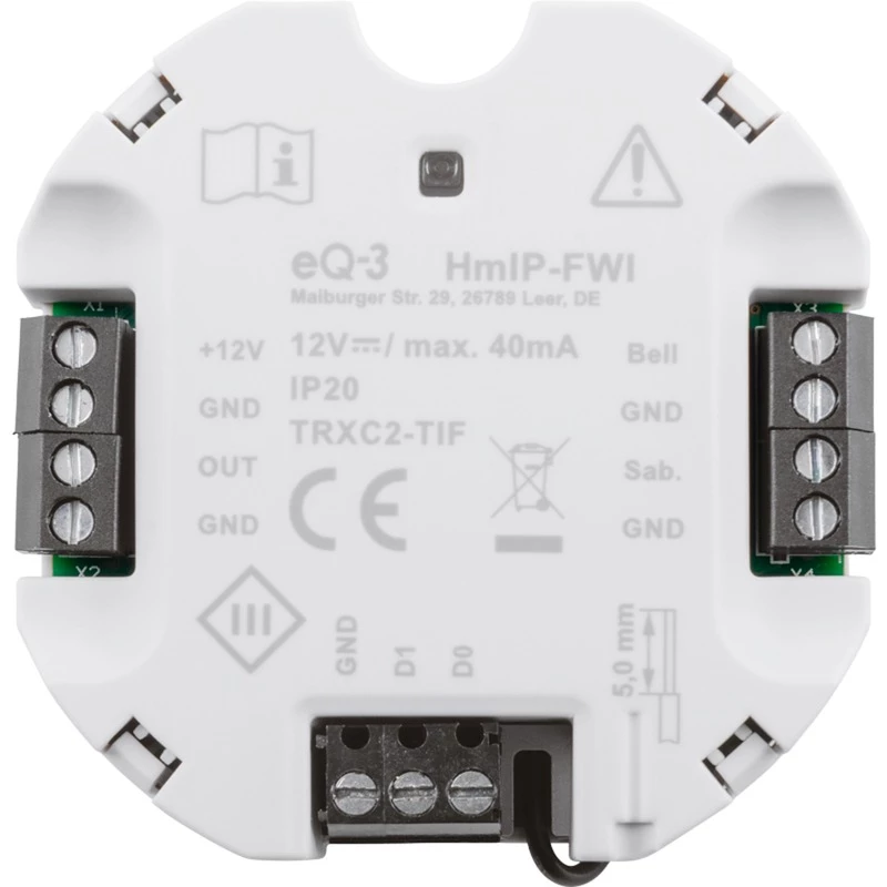 Homematic IP HMIP-FWI Smart-Home prijímač 868 MHz káblový biely