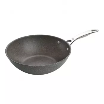 Wok Ballarini 75002-815-0 okrúhly antracitový 30 cm, hliník, 6-vrstvová granitová/titánová antihaftová úprava