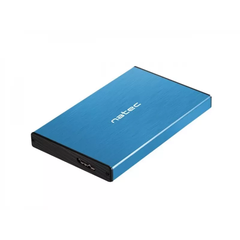 Externé HDD/SSD puzdro NATEC Rhino GO 2,5 palca — USB 3.0, SATA III, až do 4 TB, 9,5 mm, hliník, modré