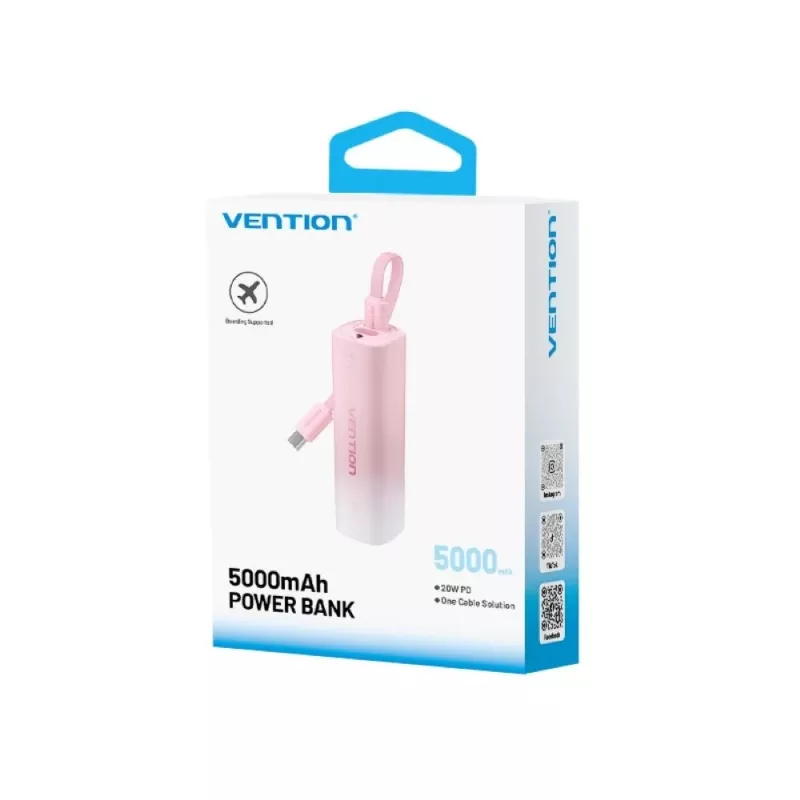 Powerbank Vention FHWR0, prenosná nabíjačka USB-C/USB-A, univerzálna kompatibilita