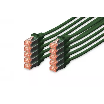 DIGITUS CAT6 S/FTP patch kábel, 0,25 m, zelený, balenie 10 ks