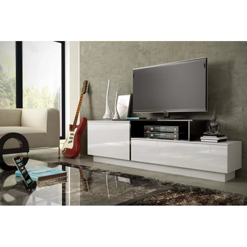 Cama TV skrinka SIGMA 3 180 biela/biela lesklá + čierna