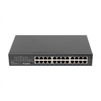Neřízený switch LANBERG RSGE-24 — 24× Gigabit Ethernet 1U, rack-montovateľný, čierna