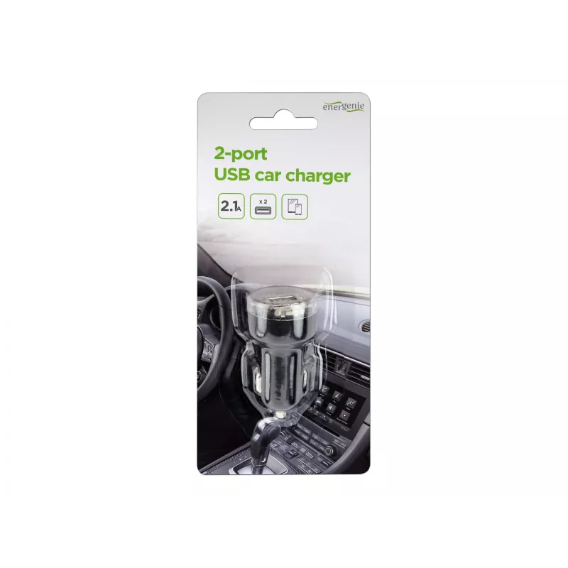 Auto nabíjačka Gembird EG-U2C2A-CAR-02, 12–24V vstup, 5V/2,1A výstup, 2× USB 2.0, čierna