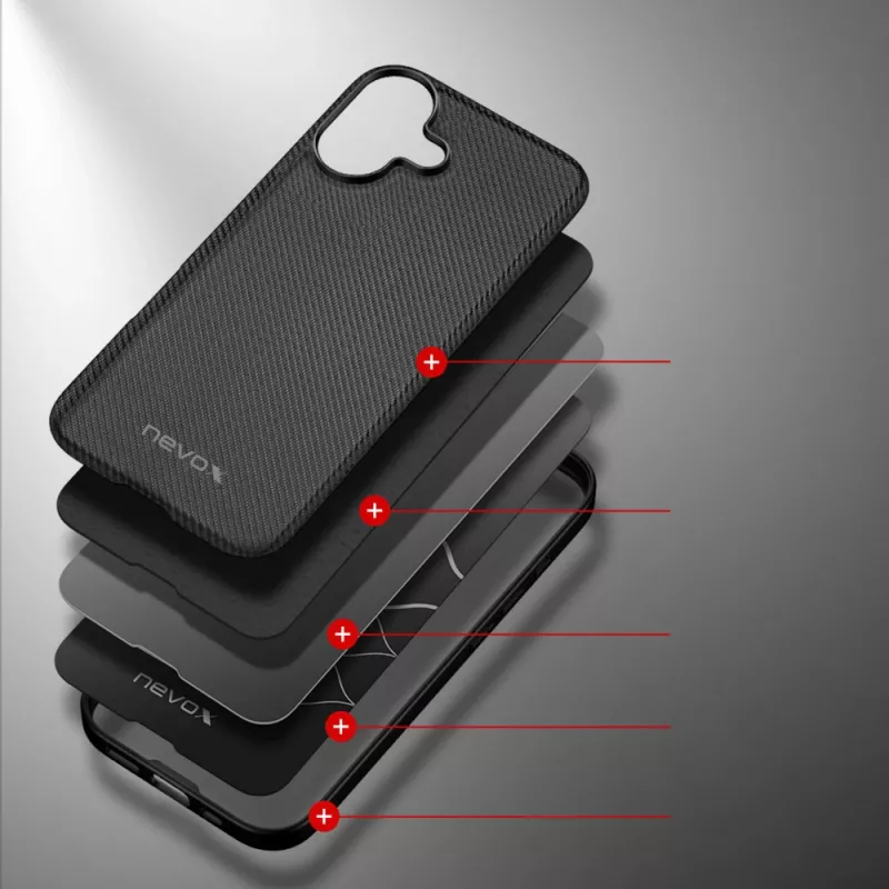Ochranné puzdro Nevox StyleShell NYLO pre iPhone 17, 6,3 palca, čierna