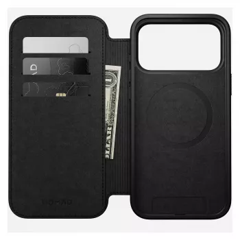 Mobilné folio puzdro Nomad Modern Leather Folio pre iPhone 17 Pro Max – Tan, vhodné pre obrazovku do 17,5 cm (6,9 palcov), 4 priehradky na karty