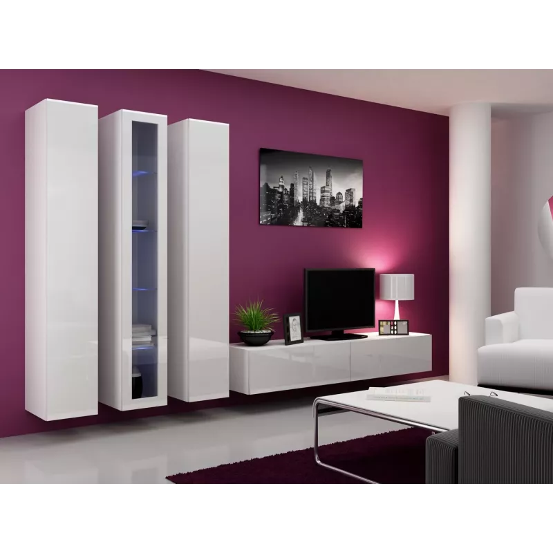 Cama obývacia zostava VIGO 2 biela/biela lesk