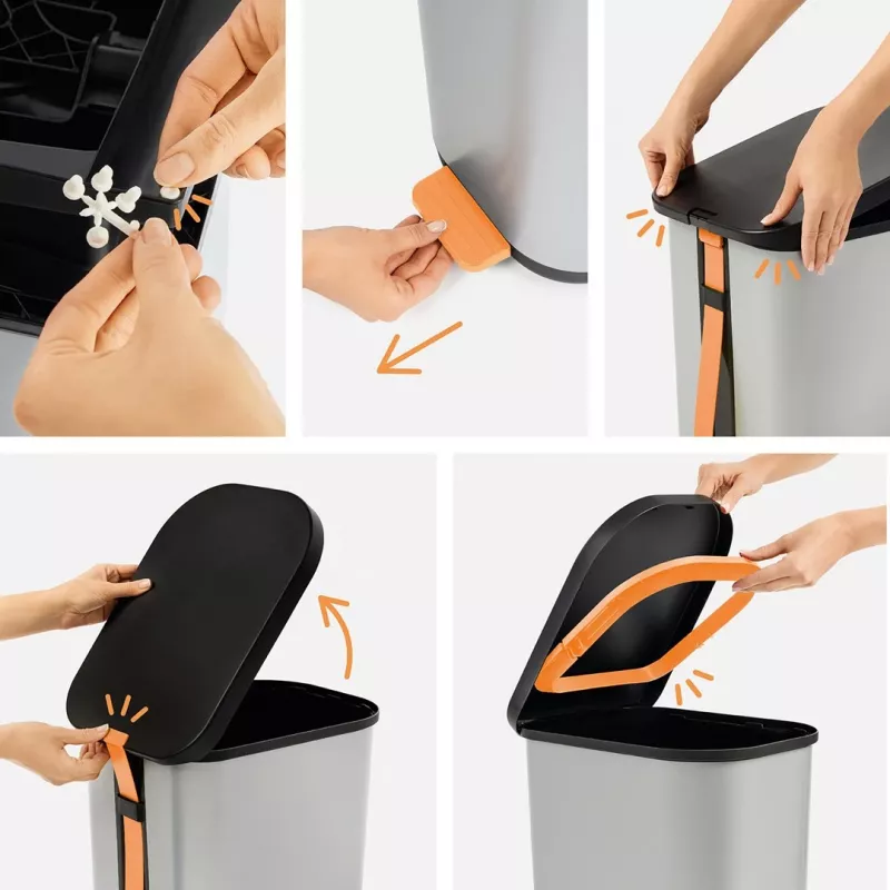 ROTHO Ribo Graphite - odpadkový kôš na šliapanie – 35 l