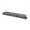 Patch panel 1U LANBERG PPS5-1024-B — 24-portový RJ-45 Cat5, kov, čierny, racková montáž