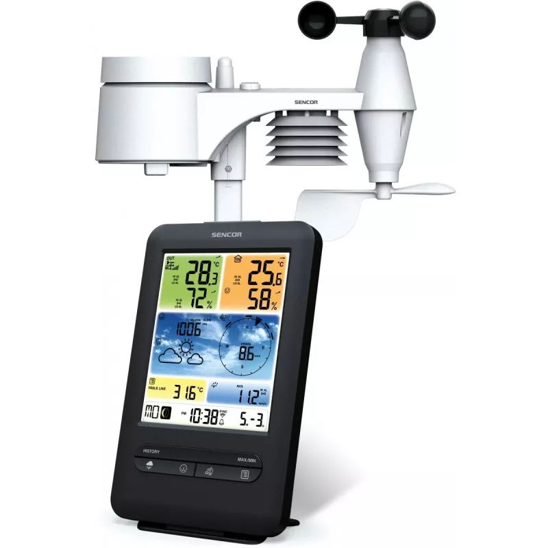 Sencor SWS 9898 profesionálna meteostanica Wi-Fi so senzorom 5-in-1, čierna